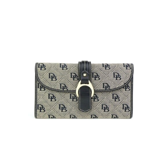 Dooney & Bourke DB Black White Large Trifold Wallet - Picture 1 of 16